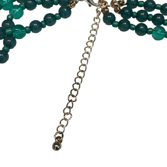 3 strand jade green glass bead crystal graduated necklace 18” + 3” extender - Picture 12 of 12